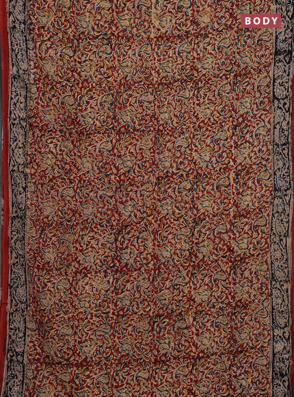 Maroon & Blue Kalamkari Cotton Saree