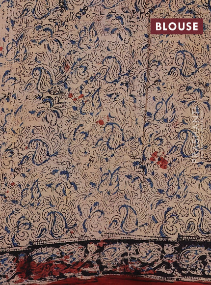 Maroon & Blue Kalamkari Cotton Saree