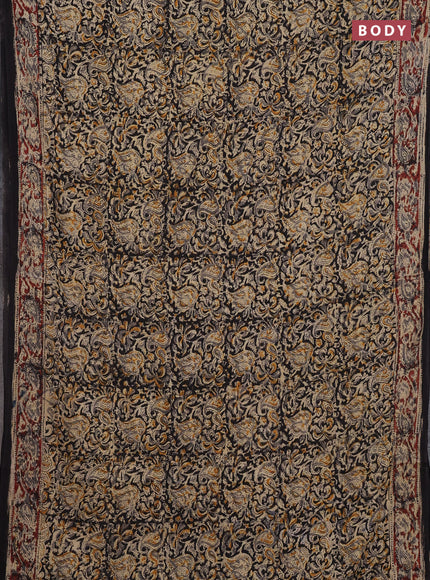 Beige & Maroon Kalamkari Cotton Saree