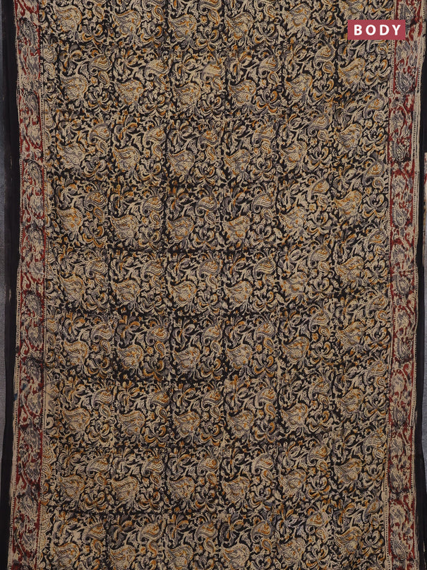 Beige & Maroon Kalamkari Cotton Saree