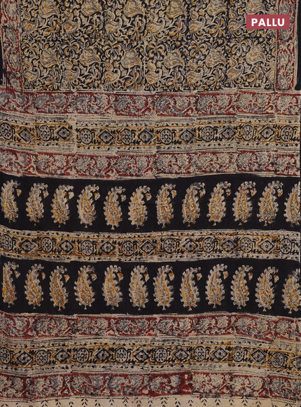 Beige & Maroon Kalamkari Cotton Saree