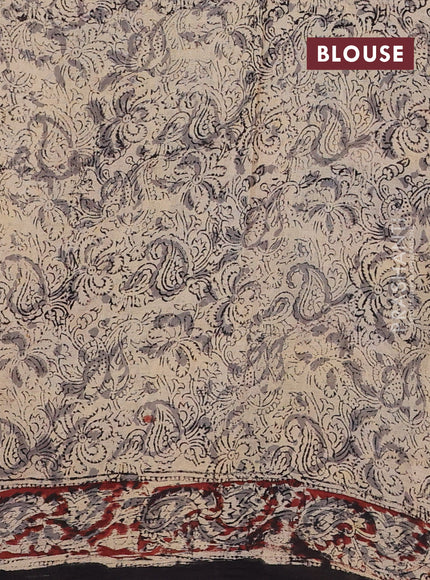 Beige & Maroon Kalamkari Cotton Saree