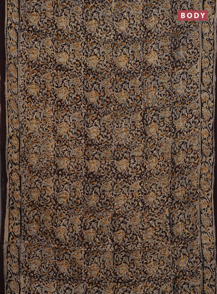 Beige & Coffee Brown Kalamkari Cotton Saree