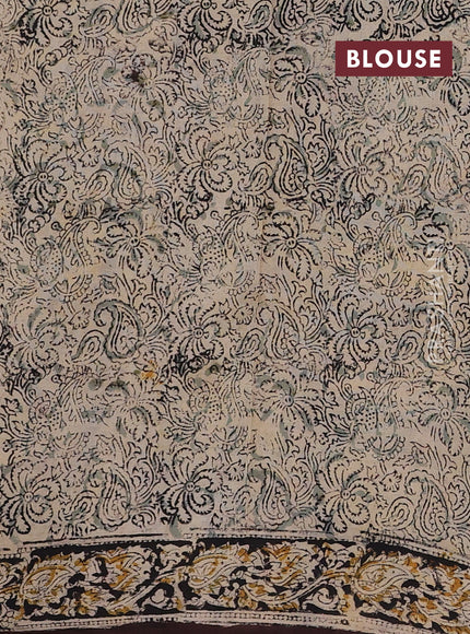 Beige & Coffee Brown Kalamkari Cotton Saree