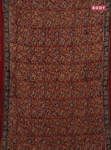 Beige & Maroon Kalamkari Cotton Saree