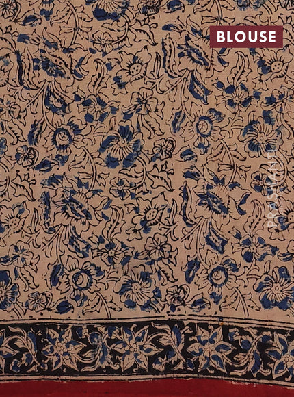 Beige & Maroon Kalamkari Cotton Saree