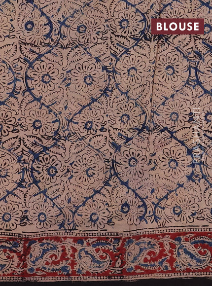 Beige & Maroon Kalamkari Cotton Saree