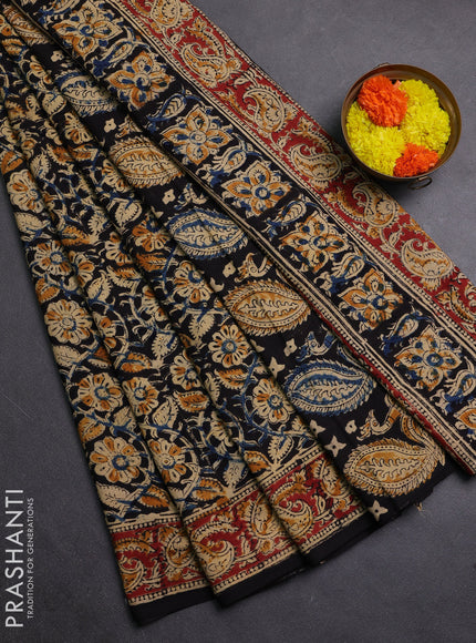 Black & Maroon Kalamkari Cotton Saree