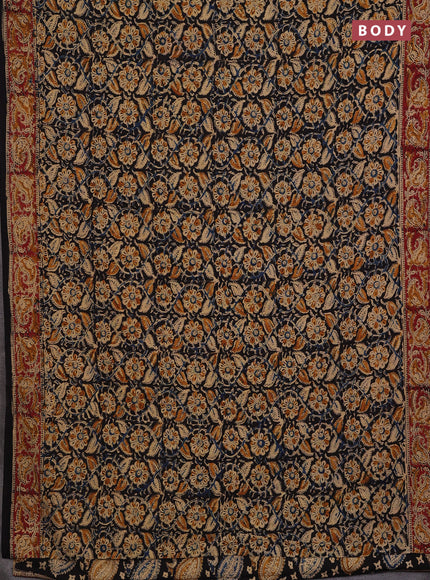 Black & Maroon Kalamkari Cotton Saree