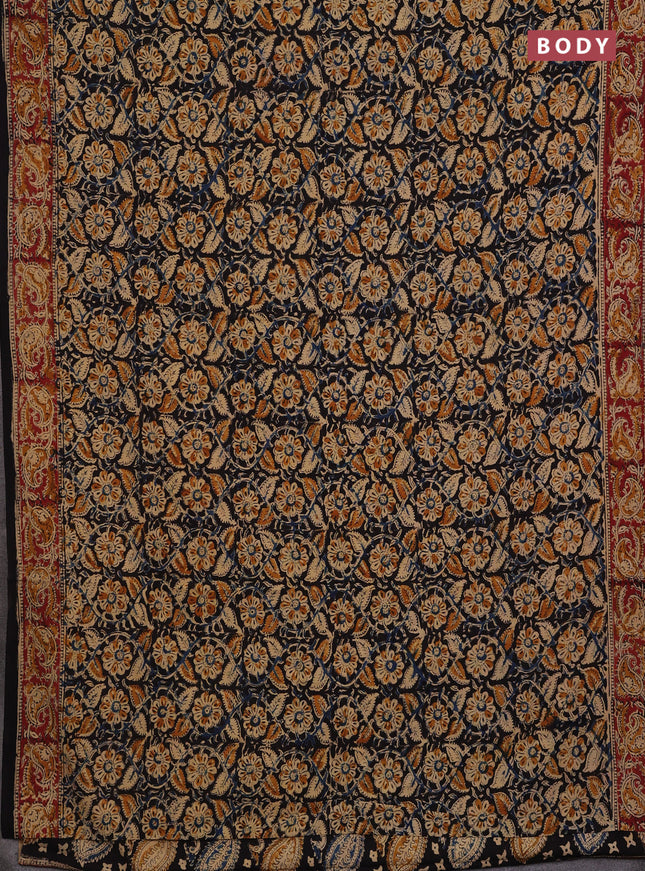 Black & Maroon Kalamkari Cotton Saree