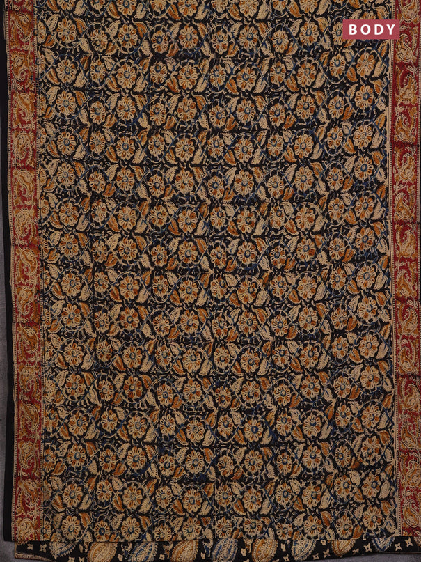 Black & Maroon Kalamkari Cotton Saree