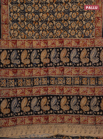 Black & Maroon Kalamkari Cotton Saree