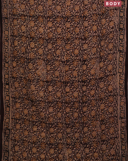 Coffee Brown & Black Kalamkari Cotton Saree