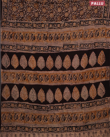 Coffee Brown & Black Kalamkari Cotton Saree