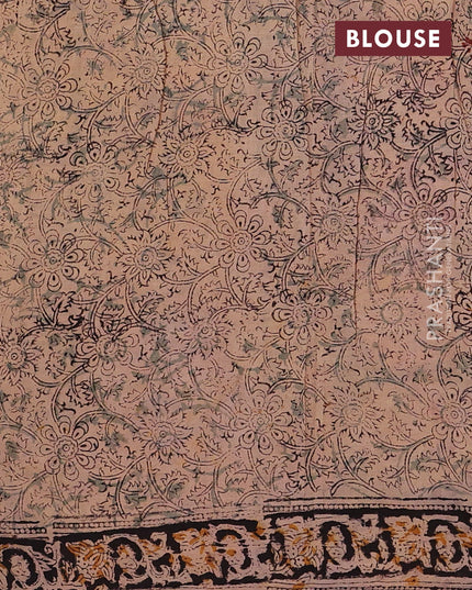 Coffee Brown & Black Kalamkari Cotton Saree