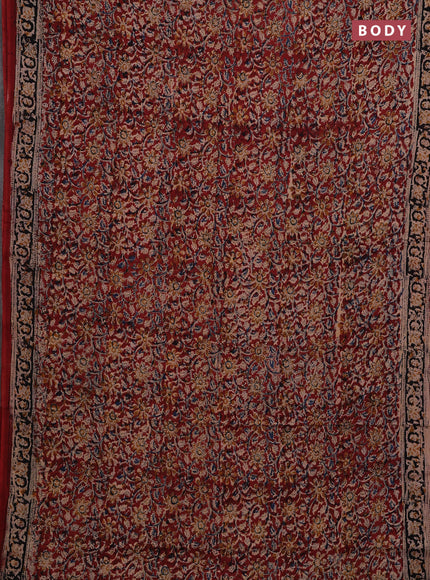 Maroon & Black Kalamkari Cotton Saree