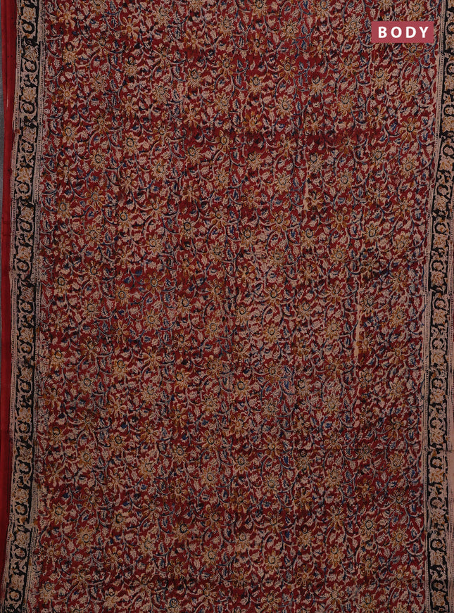 Maroon & Black Kalamkari Cotton Saree