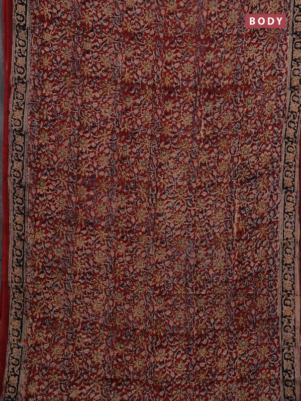 Maroon & Black Kalamkari Cotton Saree
