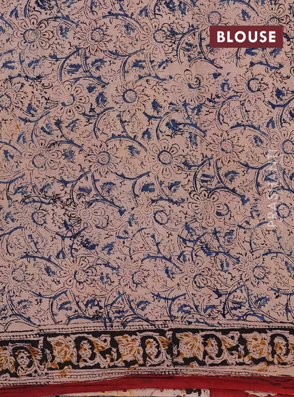 Maroon & Black Kalamkari Cotton Saree