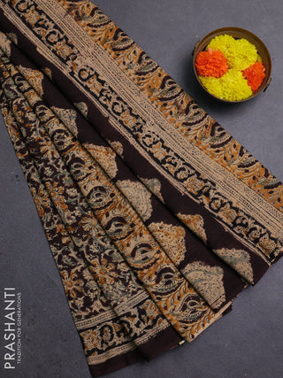 Coffee Brown & Black Kalamkari Cotton Saree