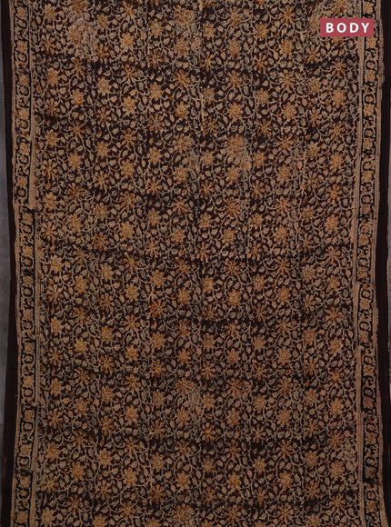 Coffee Brown & Black Kalamkari Cotton Saree