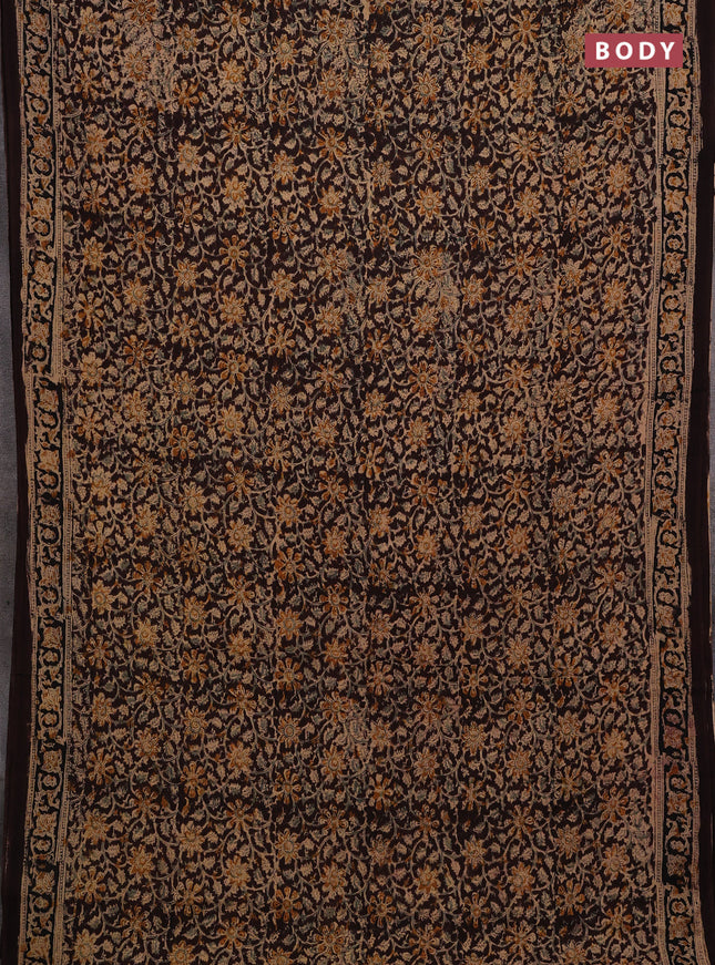 Coffee Brown & Black Kalamkari Cotton Saree