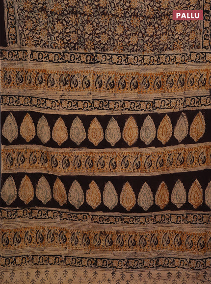 Coffee Brown & Black Kalamkari Cotton Saree