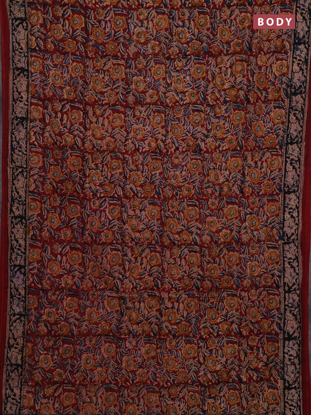 Beige & Maroon Kalamkari Cotton Saree
