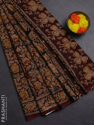 Coffee Brown & Black Kalamkari Cotton Saree