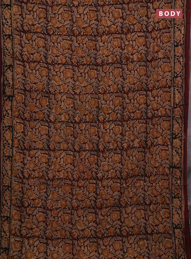 Coffee Brown & Black Kalamkari Cotton Saree