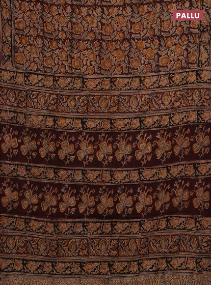 Coffee Brown & Black Kalamkari Cotton Saree