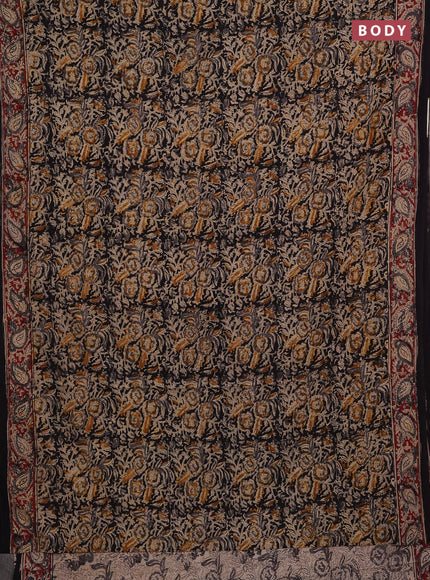 Black & Maroon Kalamkari Cotton Saree