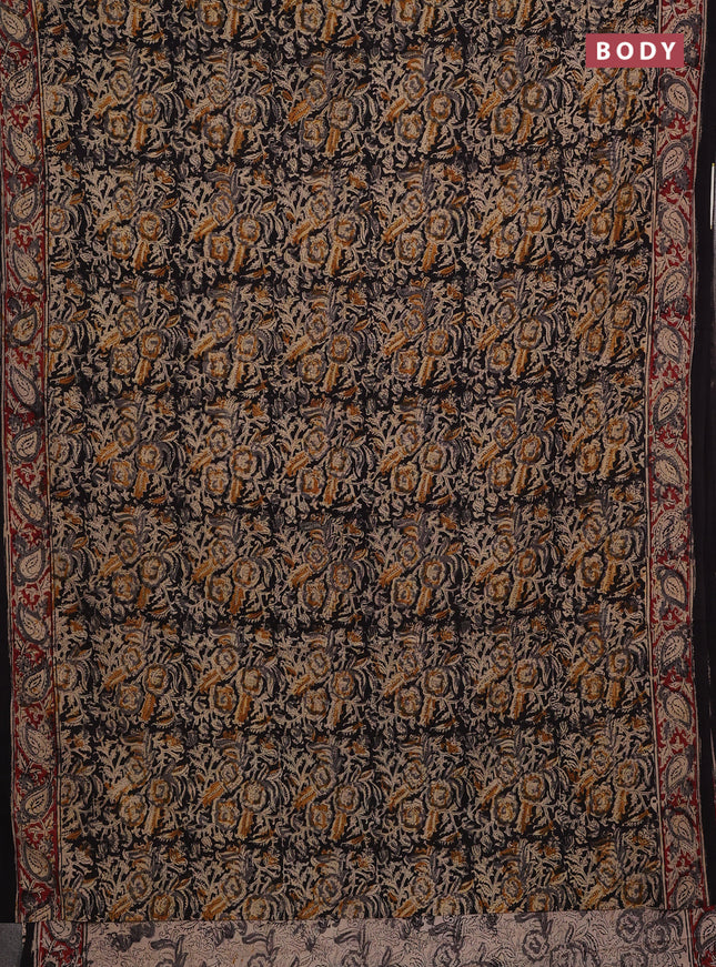 Black & Maroon Kalamkari Cotton Saree
