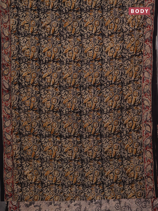 Black & Maroon Kalamkari Cotton Saree