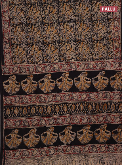 Black & Maroon Kalamkari Cotton Saree