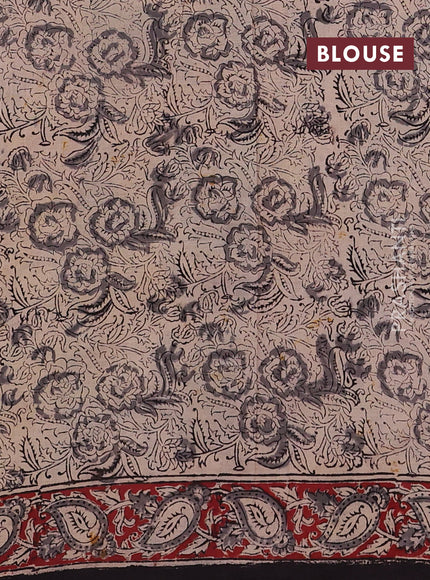 Black & Maroon Kalamkari Cotton Saree