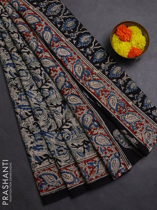 Blue & Maroon Kalamkari Cotton Saree