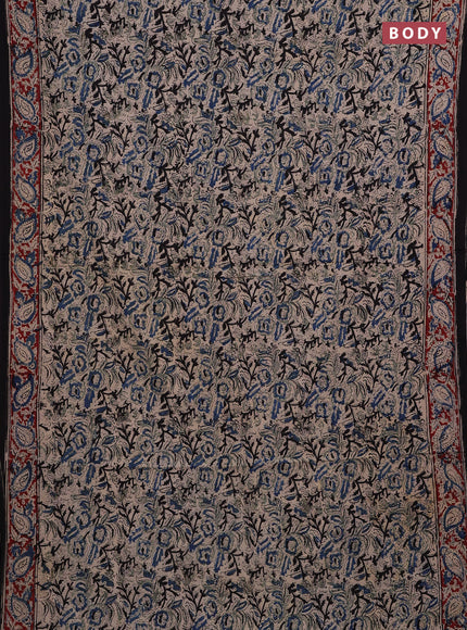 Blue & Maroon Kalamkari Cotton Saree