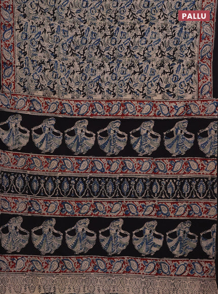 Blue & Maroon Kalamkari Cotton Saree