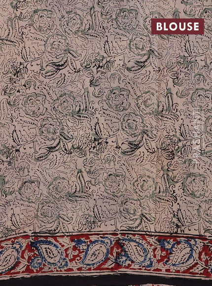 Blue & Maroon Kalamkari Cotton Saree
