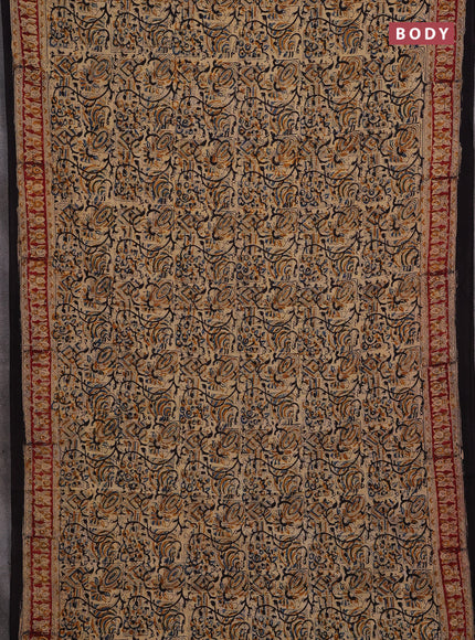 Blue & Maroon Kalamkari Cotton Saree