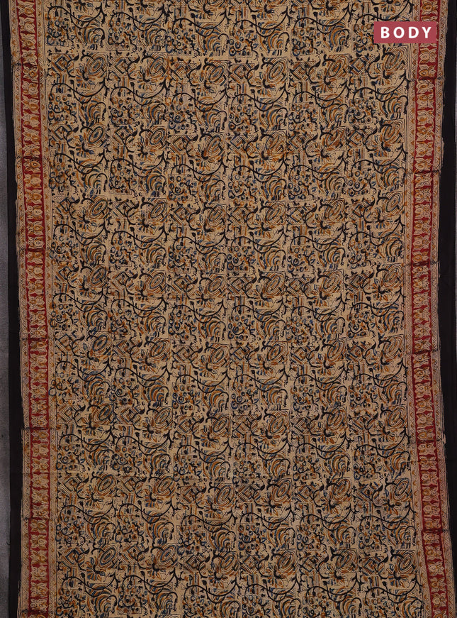 Blue & Maroon Kalamkari Cotton Saree