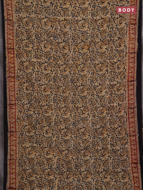 Blue & Maroon Kalamkari Cotton Saree
