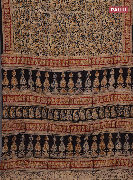 Blue & Maroon Kalamkari Cotton Saree