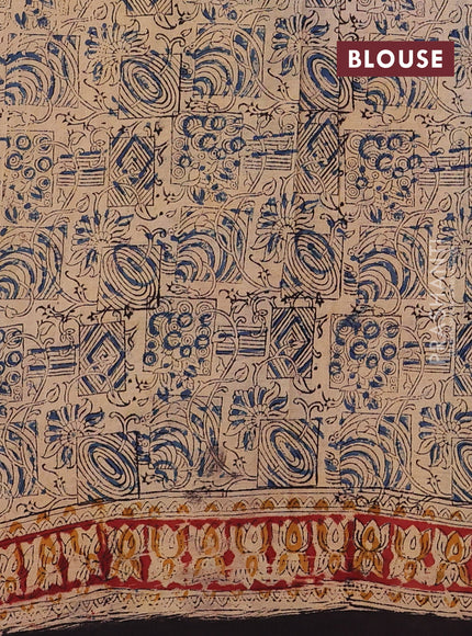 Blue & Maroon Kalamkari Cotton Saree