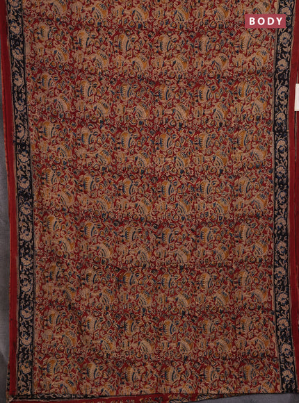Maroon & Black Kalamkari Cotton Saree