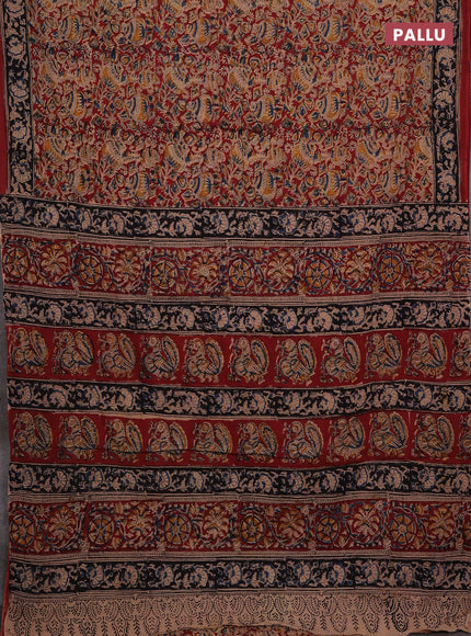 Maroon & Black Kalamkari Cotton Saree