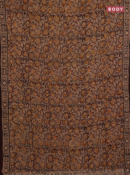 Coffee Brown & Black Kalamkari Cotton Saree