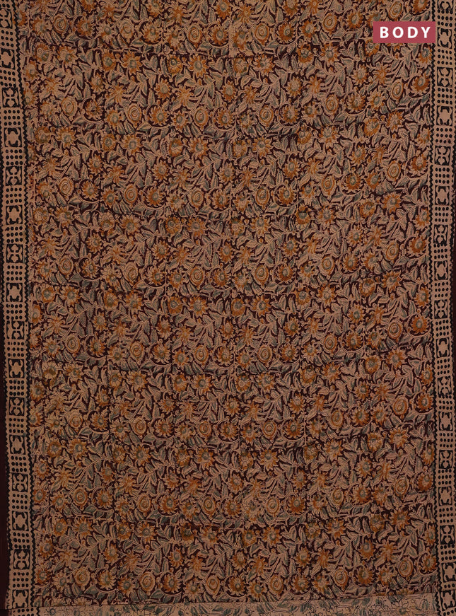 Coffee Brown & Black Kalamkari Cotton Saree