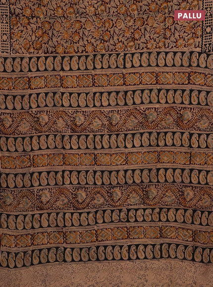 Coffee Brown & Black Kalamkari Cotton Saree